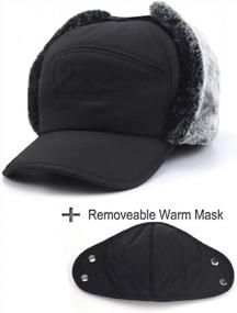 img 2 attached to Men'S Trooper Trapper Hat - Ushanka Russian Ski Hunting Windproof Mask Winter Bomber Fur Hat