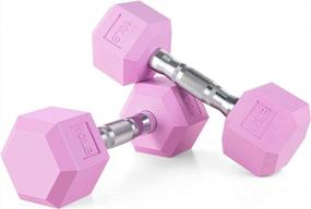 img 4 attached to Get Fit With Portzon: 8 Color Anti-Slip Hex Dumbbell Set, Perfect For Any Home Gym