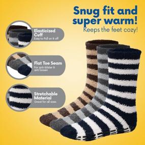 img 3 attached to 5/6 Pairs Mens Fuzzy Socks By Debra Weitzner: Grip, Microfiber Plush & Soft Anti-Skid Sleepwear