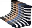 5/6 pairs mens fuzzy socks by debra weitzner: grip, microfiber plush & soft anti-skid sleepwear logo