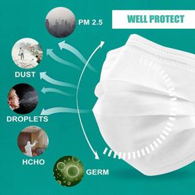 img 1 attached to 50 Pack Disposable White Face Masks - 3 Layers And Breathable With Elastic Ear Loop For Men And Women