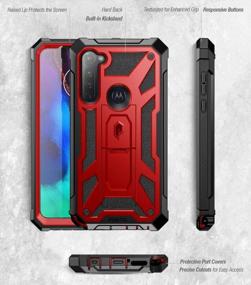 img 3 attached to Rugged Moto G Stylus 2020 Case, Full-Body Dual-Layer Cover With Leather Texture, Kickstand, And Shockproof Protection In Metallic Red - Poetic Spartan Series (Not Compatible With 2021 Version)