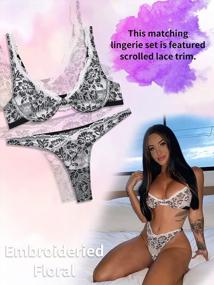 img 2 attached to Floral Lace Bra And Panty Set: Exotic 2 Piece Lingerie For Women With Underwired Support