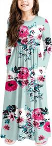 img 4 attached to Girls Floral Maxi Dress With Holiday Pockets For 5-13 Years - Storeofbaby
