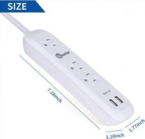 img 2 attached to 🔌 SGS Listed Power Strip Extension Cord, 6 Feet, 3 Outlet 2 USB Ports, Wall Mountable, White, 10A/125V/1250W