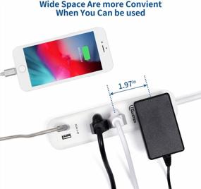 img 1 attached to 🔌 SGS Listed Power Strip Extension Cord, 6 Feet, 3 Outlet 2 USB Ports, Wall Mountable, White, 10A/125V/1250W