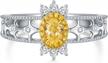 18k white gold 0.442 ct oval yellow diamond engagement rings for women (g-h color vs1-vs2 clarity, 0.267 ct center) logo