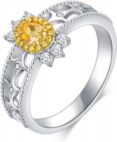 img 3 attached to 18K White Gold 0.442 Ct Oval Yellow Diamond Engagement Rings For Women (G-H Color VS1-VS2 Clarity, 0.267 Ct Center)