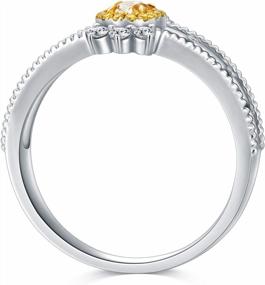 img 2 attached to 18K White Gold 0.442 Ct Oval Yellow Diamond Engagement Rings For Women (G-H Color VS1-VS2 Clarity, 0.267 Ct Center)