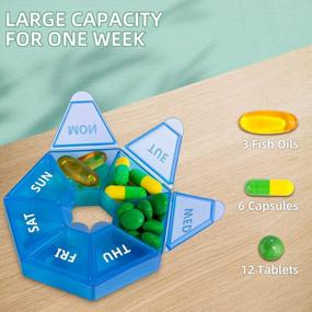 img 3 attached to 2-Pack Portable Pill Box Medicine Case: 8 цветов, 7-дневный еженедельный органайзер - подходит для артрита (синий), новое издание для витаминов / рыбьего жира / таблеток / добавок