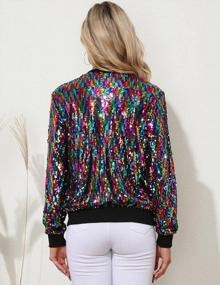 img 1 attached to Womens Sequin Bomber Blazer With Pockets - Long Sleeve Front Zip Party Jacket By KANCY KOLE, Available In Sizes S-2XL For Casual And Formal Occasions