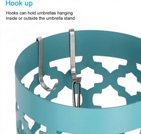 img 1 attached to Stylish And Practical Metal Umbrella Holder With 2 Hooks And Drip Tray For Home And Office Decor