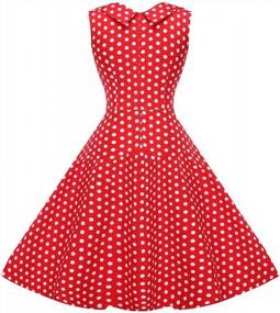 img 3 attached to Women'S 4XL Red Dot 50S Rockabilly Polka Dots Audrey Retro Cocktail V Neck Dress