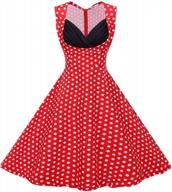 women's 4xl red dot 50s rockabilly polka dots audrey retro cocktail v neck dress logo