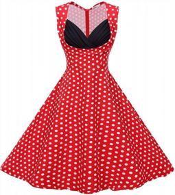 img 4 attached to Women'S 4XL Red Dot 50S Rockabilly Polka Dots Audrey Retro Cocktail V Neck Dress