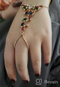 img 6 attached to 🦋 Colorful Cubic Zirconia Boho Butterfly Finger Ring Bracelet - 14K Gold Plated Hand Chain Harness Bangle for Women Girls - Gypsy Bollywood Y2K Jewelry - Perfect Gift for Weddings, Christmas, Birthdays, and Parties - 1 PC