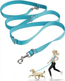 img 4 attached to Oneisall Hands Free Dog Leash,Multifunctional Dog Training Leash,8Ft Nylon Double Leash For Puppy Small Medium Service Dogs Blue