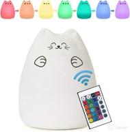 vteepck cat lamp with remote control: perfect cat lover's gift for kids - silicone kitty night light for baby, cute kawaii nightlight, ideal christmas birthday present for toddler girls логотип