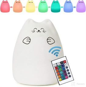 img 4 attached to VteePck Cat Lamp with Remote Control: Perfect Cat Lover's Gift for Kids - Silicone Kitty Night Light for Baby, Cute Kawaii Nightlight, Ideal Christmas Birthday Present for Toddler Girls