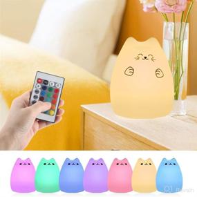 img 2 attached to VteePck Cat Lamp with Remote Control: Perfect Cat Lover's Gift for Kids - Silicone Kitty Night Light for Baby, Cute Kawaii Nightlight, Ideal Christmas Birthday Present for Toddler Girls