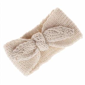 img 1 attached to Winter Knit Rabbit Earwarmer Headband for Cute Baby Girls (Tan + Beige, Stretchy)