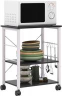 sogesfurniture 3-х уровневая кухонная тележка с местом для хранения - подставка для микроволновой печи, подставка для пекарей и колеса - черно-коричневый логотип