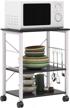 sogesfurniture 3-tier kitchen utility cart with storage - microwave oven stand, baker's rack & wheels - black brown logo