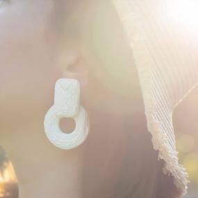 img 3 attached to Boho Chic Rattan Dangle Earrings: Handmade Statement Pieces For Summer