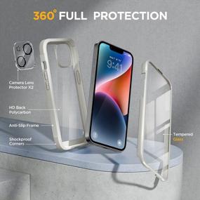 img 2 attached to Miracase Glass Series Designed For IPhone 14 Plus Case 6.7 Inch, 2022 Upgrade Full-Body Clear Bumper Case With Built-In 9H Tempered Glass Screen Protector And 2 Pcs Camera Lens Protector,White
