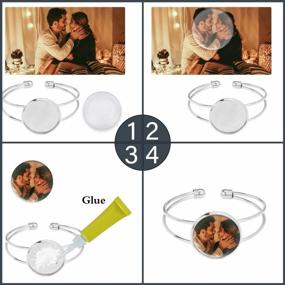 img 2 attached to 24PCS 25MM Adjustable Bezel Tray Settings Bracelets With Clear Glass Cabochon Base - Perfect For Crafting DIY Jewelry Making!