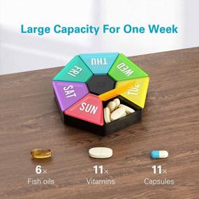 img 3 attached to Barhon Pill Box 7 Day Weekly Organizer - Perfect For Vitamins, Supplements & Fish Oil!