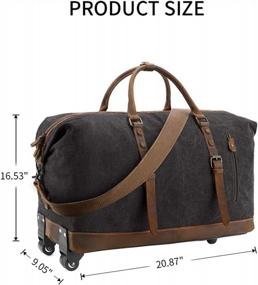 img 2 attached to 50L Rolling Duffel Bag With Leather Trim And Canvas Wheels - Kattee Luggage Travel Bag