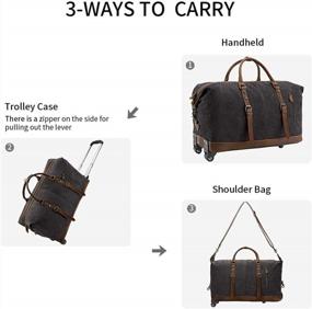 img 1 attached to 50L Rolling Duffel Bag With Leather Trim And Canvas Wheels - Kattee Luggage Travel Bag
