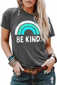img 4 attached to IRISGOD Womens Graphic Tees Casual Summer Loose Fit Tshirts Be Kind Vintage T Shirts