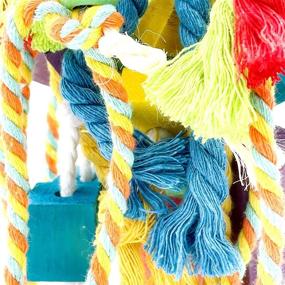 img 1 attached to 🦜 GILYGI 20.5 inch Parrot Chewing Toys: Wooden Block Tearing and Cotton Rope Toys for Various Parrot Species