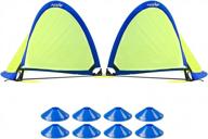 portable pop-up soccer net set of 2 with extra stakes, 8 field markers and 210d oxford fabric - ideal for backyard and soccer training for kids logo
