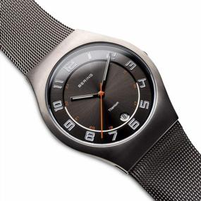 img 2 attached to Мужские аналоговые кварцевые часы BERING 11937-007 с серым ремешком из нержавеющей стали и сапфировым стеклом, браслет 37 мм