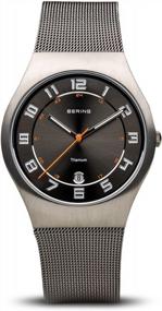 img 4 attached to Мужские аналоговые кварцевые часы BERING 11937-007 с серым ремешком из нержавеющей стали и сапфировым стеклом, браслет 37 мм