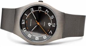 img 1 attached to Мужские аналоговые кварцевые часы BERING 11937-007 с серым ремешком из нержавеющей стали и сапфировым стеклом, браслет 37 мм