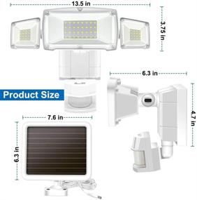 img 2 attached to AmeriTop Super Bright 1600LM LED 6000K Solar Motion Sensor Lights With Wide Angle Illumination; 3 Adjustable Heads, IP65 Waterproof Outdoor Security Lighting - White (Solar Lights Outdoor)