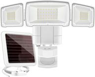 ameritop super bright 1600lm led 6000k солнечные датчики движения с широкоугольным освещением; 3 регулируемые головки, водонепроницаемое наружное охранное освещение ip65 — белое (солнечное освещение для улицы) логотип