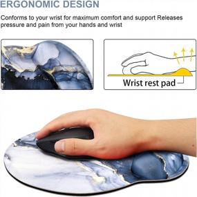 img 2 attached to ILeadon Ergonomic Mouse Pad With Gel Wrist Rest Support, Non-Slip Rubber Base Wrist Rest Pad With Memory Foam, Computer PC Mousepad For Home, Office Easy Typing & Pain Relief, Dark Blue Marble