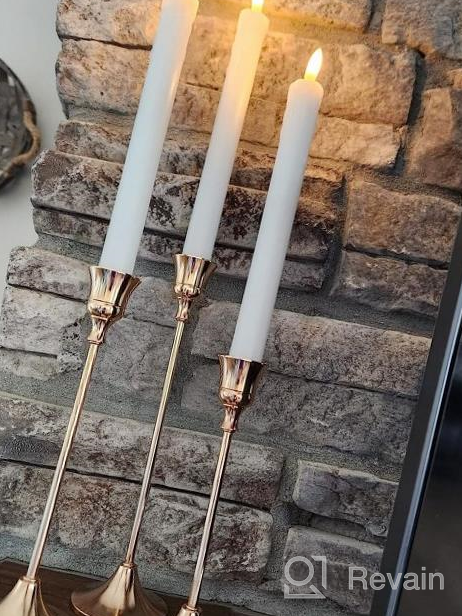 img 1 attached to Taper Candle Holder Gold Candlesticks Set Of 3 , Vintage Candlestick Holders Dining Room Table Centerpiece Decor, Brass Candle Stick Holders For Home Decor, Wedding, Dinning, Party review by Connie Lewis