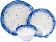 prepara 12 piece melamine dinnerware set, blue speckle logo