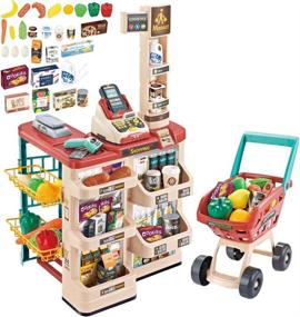 img 4 attached to Get Your Kids Ready For Playtime With The DeAO Supermarket Playset - The Best Outdoor Toy For Toddlers With 48 PCS Sets & Shopping Cart!