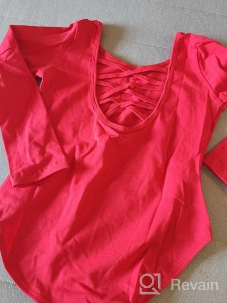 img 1 attached to Irresistible MOLLDAN Girls Long Sleeve Ballet Leotards: Strikingly Chic Crisscross Straps Back Dance Tops review by Nicole Cook