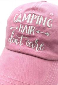 img 3 attached to Women Men Embroidered Camping Hat Adjustable Washed Baseball Cap 'Hair Don'T Care'
