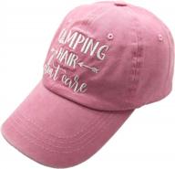 women men embroidered camping hat adjustable washed baseball cap 'hair don't care' logo