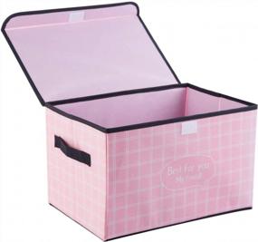 img 4 attached to Foldable Fabric Storage Bin With Lid And Handles - IFlower Storage Cube Box For Nursery, Closet, Kids Room, And Toys - Stackable And Decorative Container Set