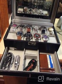 img 5 attached to Securely Store And Display Your Watches: Autoark Leather Watch Box With Drawer Organizer - Black